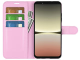 Lederhülle Karten Wallet Ledertasche Etui für Sony Xperia 5 IV in rosa von Screenguard