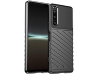 Moderne Design Hülle Cover für das Sony Xperia 5 IV mit Stripes zum Schutz von Kratzern, Dellen, Display aus TPU Gummi in schwarz von Screenguard