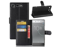 Lederhülle Portemonnaie Karten Ledertasche für Sony Xperia XZ1 in schwarz von Screenguard