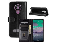 Lederhülle Karten Wallet Ledertasche Etui für Nokia 3.4 in schwarz von Screenguard