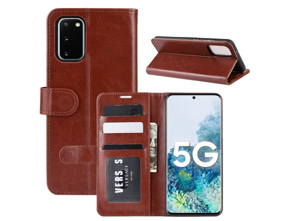 Lederhülle Karten Wallet Ledertasche Etui für Samsung Galaxy S20 FE in braun von Screenguard
