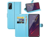 Lederhülle Portemonnaie Karten Ledertasche für Wiko Power U10 in hellblau von Screenguard