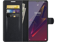 Lederhülle Karten Wallet Ledertasche Etui für Wiko Power U10 in schwarz von Screenguard