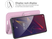 Lederhülle Karten Wallet Ledertasche Etui für Wiko Power U20 in rosa von Screenguard