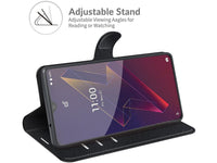 Lederhülle Karten Wallet Ledertasche Etui für Wiko Power U20 in schwarz von Screenguard