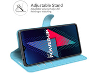 Lederhülle Karten Wallet Ledertasche Etui für Wiko Power U30 in hellblau von Screenguard