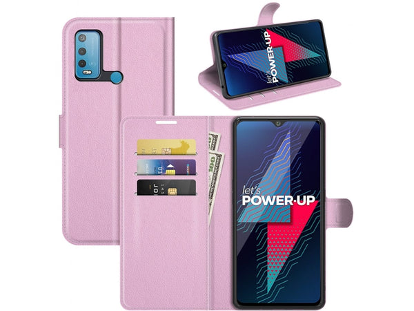 Lederhülle Portemonnaie Karten Ledertasche für Wiko Power U30 in rosa von Screenguard