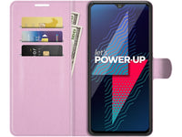 Lederhülle Karten Wallet Ledertasche Etui für Wiko Power U30 in rosa von Screenguard