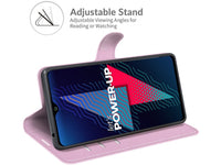 Lederhülle Karten Wallet Ledertasche Etui für Wiko Power U30 in rosa von Screenguard