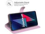 Lederhülle Karten Wallet Ledertasche Etui für Wiko Power U30 in rosa von Screenguard