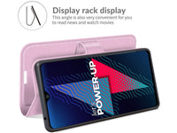 Lederhülle Karten Wallet Ledertasche Etui für Wiko Power U30 in rosa von Screenguard