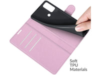 Lederhülle Karten Wallet Ledertasche Etui für Wiko Power U30 in rosa von Screenguard