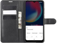 Lederhülle Karten Wallet Ledertasche Etui für Wiko View 4 in schwarz von Screenguard