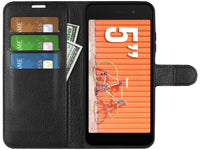 Lederhülle Karten Wallet Ledertasche Etui für Wiko Y52 in schwarz von Screenguard