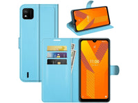 Lederhülle Portemonnaie Karten Ledertasche für Wiko Y62 in hellblau von Screenguard