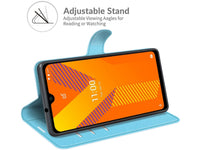 Lederhülle Karten Wallet Ledertasche Etui für Wiko Y62 in hellblau von Screenguard