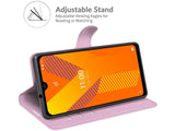 Lederhülle Karten Wallet Ledertasche Etui für Wiko Y62 in rosa von Screenguard