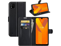 Lederhülle Portemonnaie Karten Ledertasche für Wiko Y62 in schwarz von Screenguard