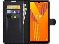 Lederhülle Karten Wallet Ledertasche Etui für Wiko Y62 in schwarz von Screenguard