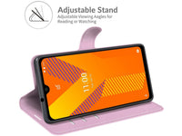 Lederhülle Karten Wallet Ledertasche Etui für Wiko Y62 Plus in rosa von Screenguard