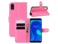 Lederhülle Portemonnaie Karten Ledertasche für Wiko Y80 in pink von Screenguard