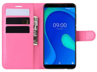 Lederhülle Karten Wallet Ledertasche Etui für Wiko Y80 in pink von Screenguard