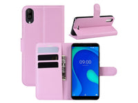 Lederhülle Portemonnaie Karten Ledertasche für Wiko Y80 in rosa von Screenguard