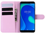 Lederhülle Karten Wallet Ledertasche Etui für Wiko Y80 in rosa von Screenguard