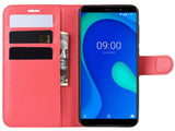 Lederhülle Karten Wallet Ledertasche Etui für Wiko Y80 in rot von Screenguard