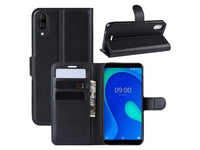 Lederhülle Portemonnaie Karten Ledertasche für Wiko Y80 in schwarz von Screenguard