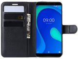 Lederhülle Karten Wallet Ledertasche Etui für Wiko Y80 in schwarz von Screenguard