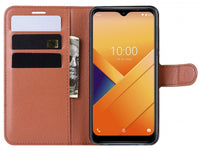 Lederhülle Karten Wallet Ledertasche Etui für Wiko Y81 in braun von Screenguard