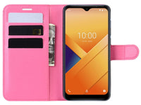 Lederhülle Karten Wallet Ledertasche Etui für Wiko Y81 in pink von Screenguard