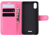 Lederhülle Karten Wallet Ledertasche Etui für Wiko Y81 in pink von Screenguard