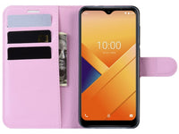 Lederhülle Karten Wallet Ledertasche Etui für Wiko Y81 in rosa von Screenguard