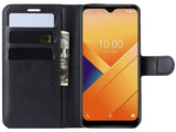 Lederhülle Karten Wallet Ledertasche Etui für Wiko Y81 in schwarz von Screenguard