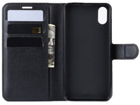 Lederhülle Karten Wallet Ledertasche Etui für Wiko Y81 in schwarz von Screenguard