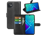 Lederhülle Portemonnaie Karten Ledertasche für Wiko Y82 in schwarz von Screenguard