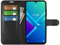 Lederhülle Karten Wallet Ledertasche Etui für Wiko Y82 in schwarz von Screenguard