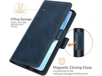 Veganes Flip Case Leder Etui Hülle mit Karten Fächer und Sichtfenster für Xiaomi 11 Lite 5G NE in dunkelblau von Screenguard