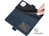 Veganes Flip Case Leder Etui Hülle mit Karten Fächer und Sichtfenster für Xiaomi 11 Lite 5G NE in dunkelblau von Screenguard