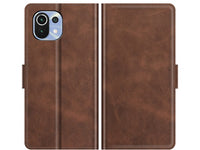 Veganes Flip Case Leder Etui Hülle mit Karten Fächer und Sichtfenster für Xiaomi 11 Lite 5G NE in mokka von Screenguard