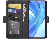 Veganes Flip Case Leder Etui Hülle mit Karten Fächer und Sichtfenster für Xiaomi 11 Lite 5G NE in schwarz von Screenguard