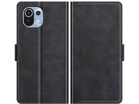 Veganes Flip Case Leder Etui Hülle mit Karten Fächer und Sichtfenster für Xiaomi 11 Lite 5G NE in schwarz von Screenguard