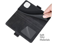 Veganes Flip Case Leder Etui Hülle mit Karten Fächer und Sichtfenster für Xiaomi 11 Lite 5G NE in schwarz von Screenguard