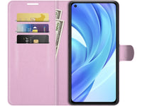 Lederhülle Karten Wallet Ledertasche Etui für Xiaomi 11 Lite 5G NE in rosa von Screenguard