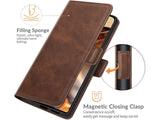 Veganes Flip Case Leder Etui Hülle mit Karten Fächer und Sichtfenster für Xiaomi 11T in mokka von Screenguard