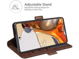 Veganes Flip Case Leder Etui Hülle mit Karten Fächer und Sichtfenster für Xiaomi 11T Pro in mokka von Screenguard