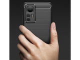 Flexible Handy Schutzhülle mit gebürster Carbon Textur auf der Rückseite für zum Schutz des Xiaomi 12  Display und Gehäuse Case in schwarz von Screenguard