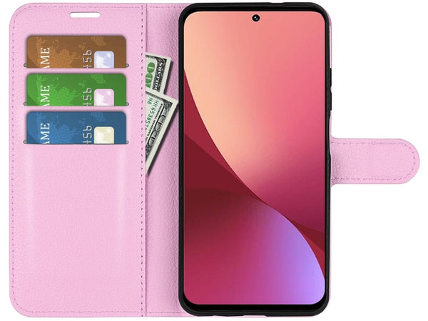 Lederhülle Portemonnaie Karten Ledertasche für Xiaomi 12 in rosa von Screenguard
